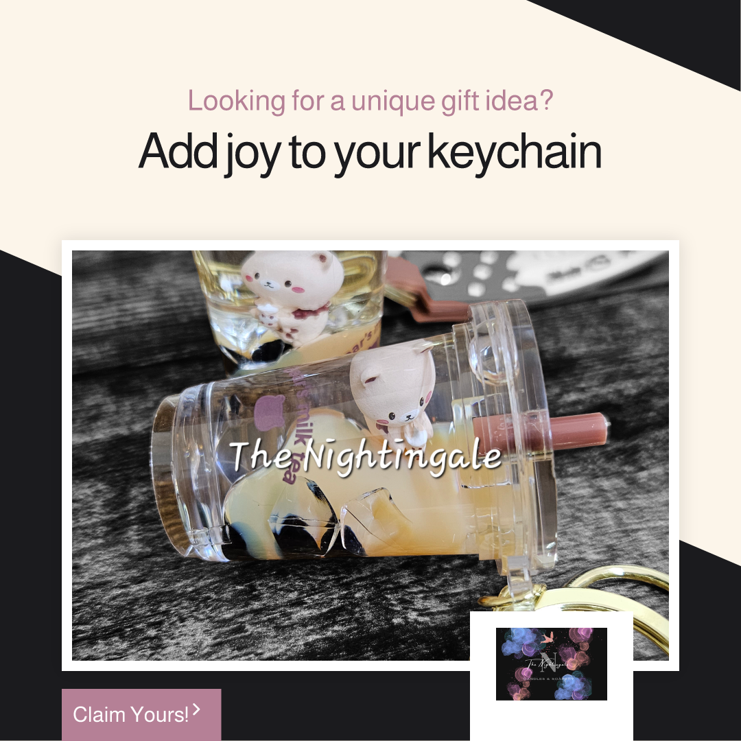 floating mini boba tea keychain