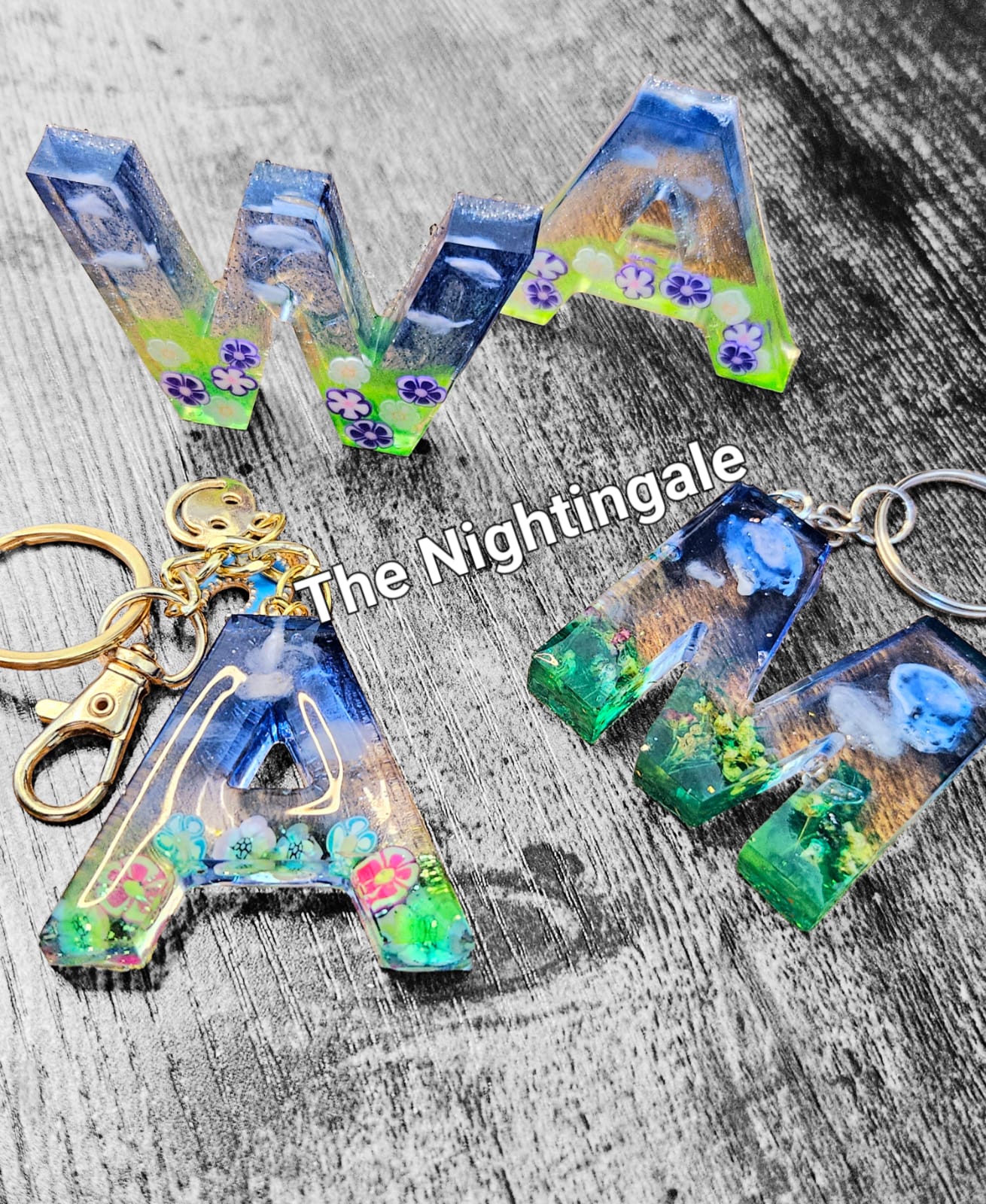 Resin initials keychain