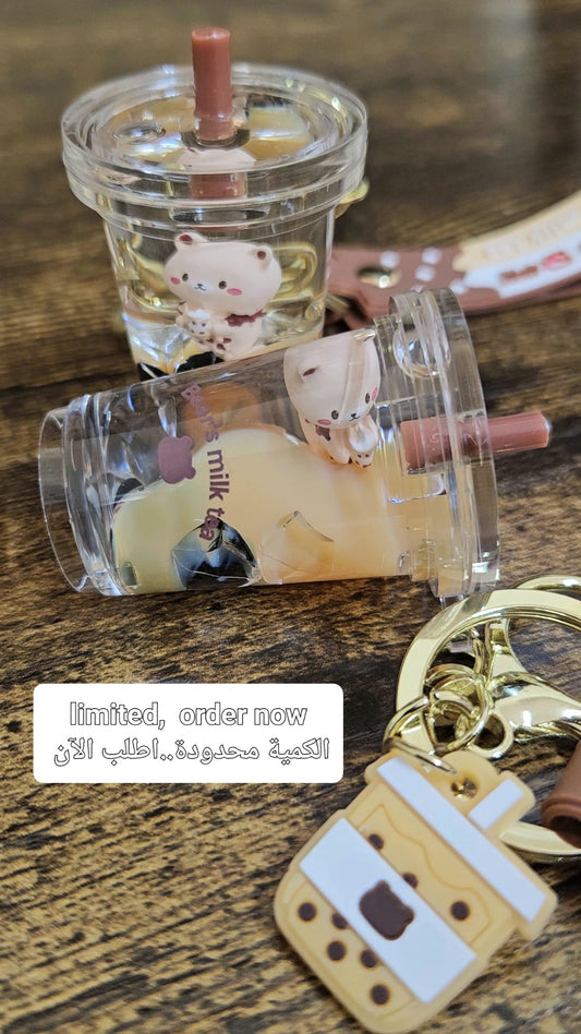 floating  mini boba tea keychain